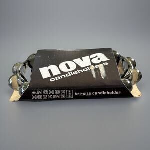 Vintage Anchor Hocking Nova Glass Candle holders tri size new old stock
